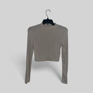 SHEIN BASICS Mock Neck Solid Crop Tee